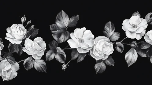 Graceful Roses in Monochrome Bloom.