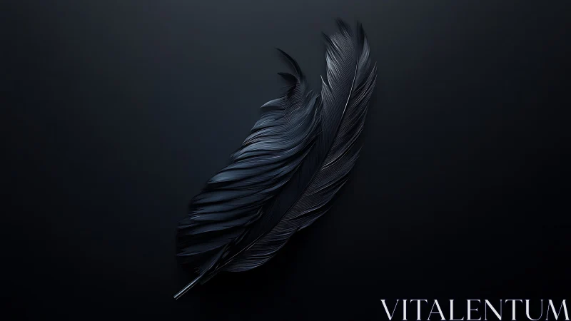 Black feathers on dark background with soft directional light.