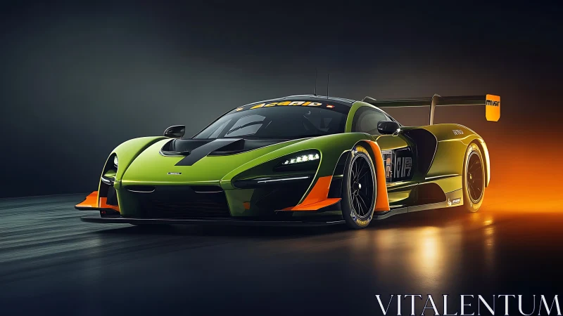 Rendered endurance race car is shown in controlled motion