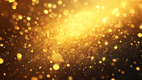 Golden bokeh lights with sparkling glitter in a festive abstract style.