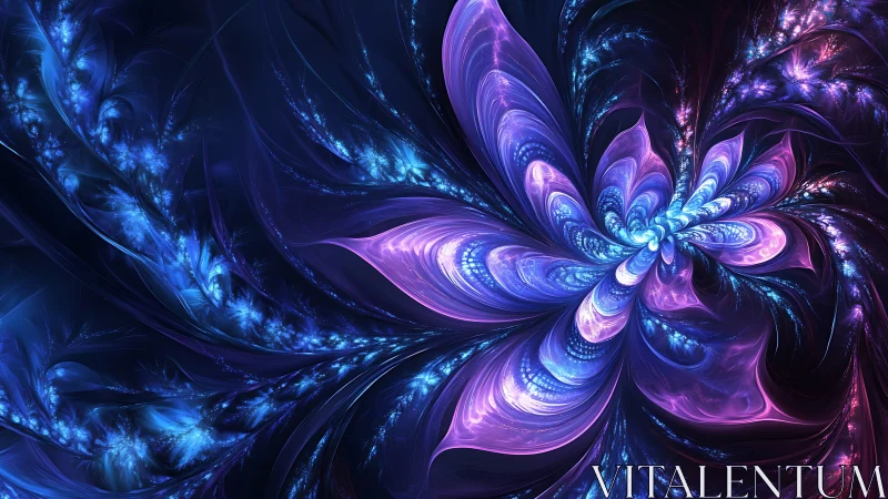 Fractal luminescent petal bloom in rotational symmetry field.