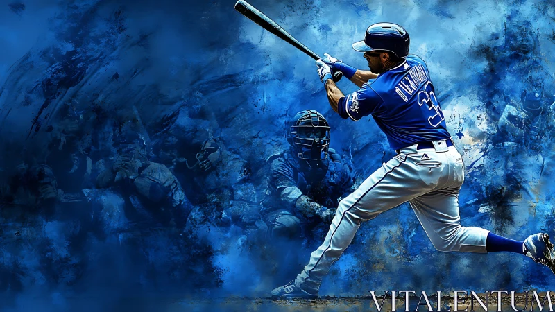 Big-league batter swings through a sea of electric blue energy.