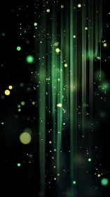 Soft emerald light streams fall gently through the dark