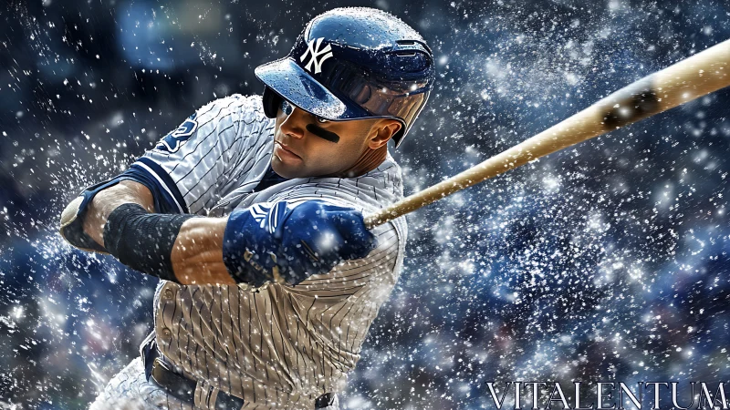 Snow-splintered swing ignites a frozen diamond storm shot.