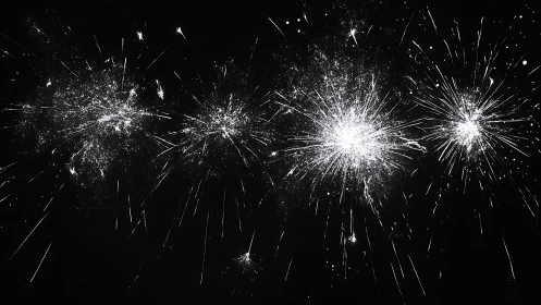 Dazzling white fireworks bloom gently across the night sky