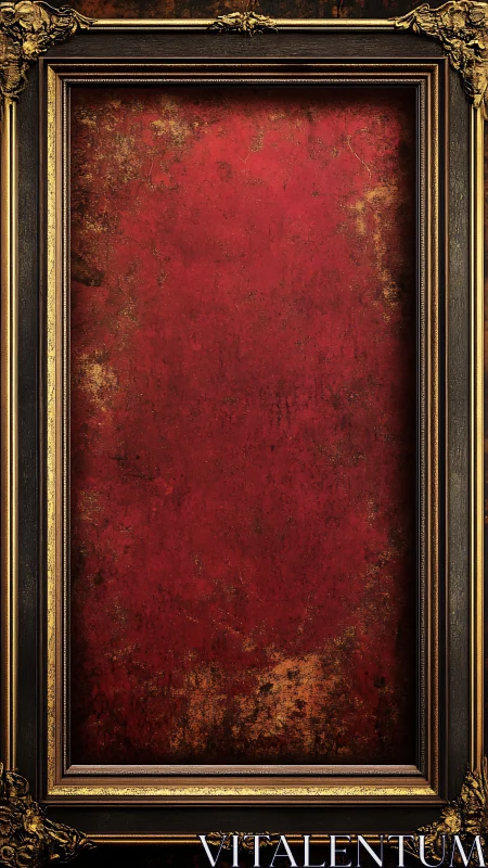 Inviting antique frame with warm red textured backdrop.