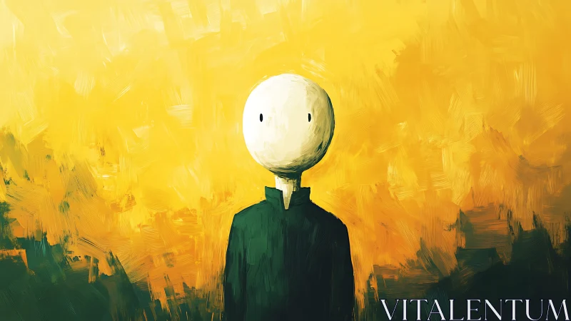 Quiet orb-faced dreamer in a swirling yellow hush.