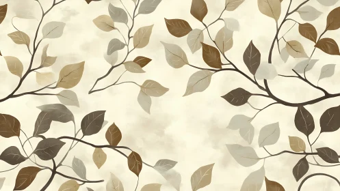 Delicate branching leaves drift softly across warm neutrals