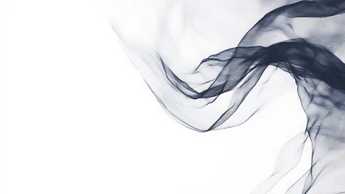 Minimalist Flowing Black Mesh on White Background, Abstract Art.