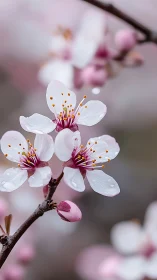 Delicate Cherry Blossom Cluster with Dramatic Depth.