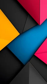 Geometric color planes intersect in layered abstract composition