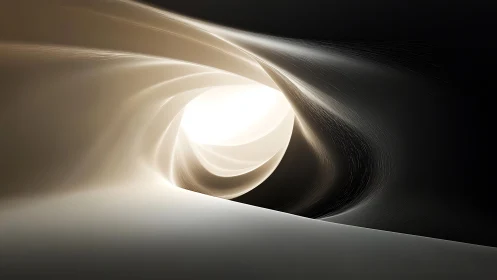 Curved light tunnel structure frames central illuminated opening