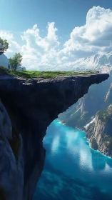 Cliffside meadow leans into sky while turquoise river whispers