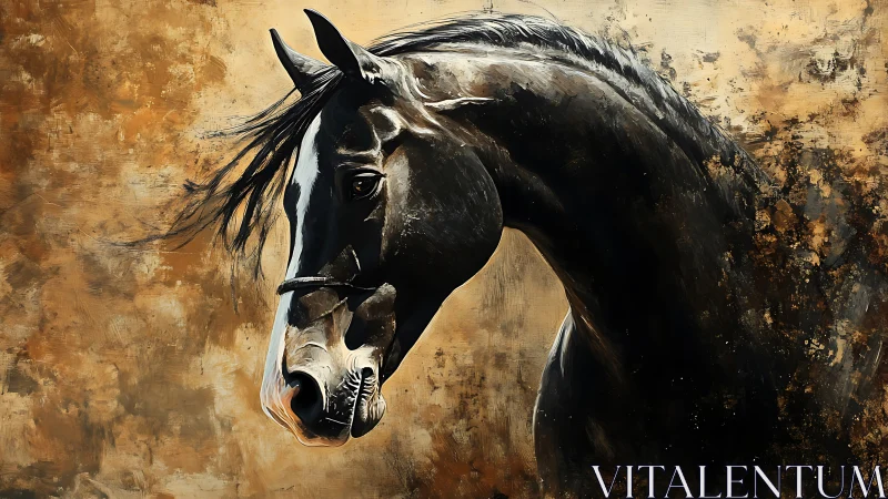 Midnight stallion dissolves into swirling embers of paint