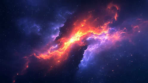 Starfire rift carving neon thunder through midnight cosmos.