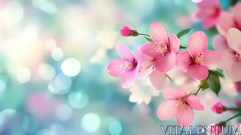 Delicate Pink Blossoms Dancing in Soft Springtime Light.