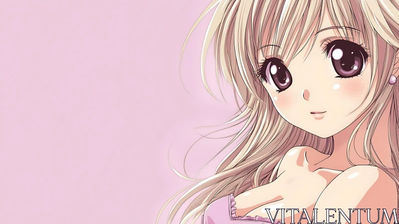 Pastel anime portrait of blonde girl with wide glossy eyes