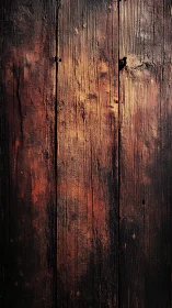 Vertical close-up of dark weathered wooden plank surface.