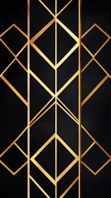 Geometric Art Deco lattice in metallic gold on noir ground.