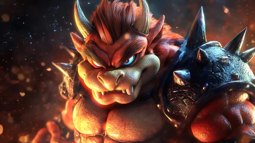 Spiked monarch of molten realms glaring through embers.