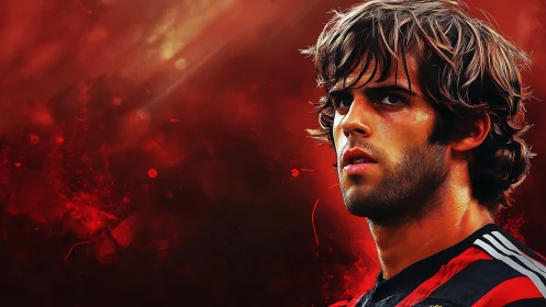 Crimson stadium storm gathers in this intense player portrait