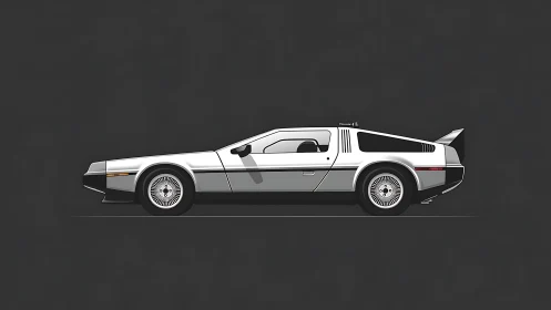 Side profile vector illustration of stainless steel sports car