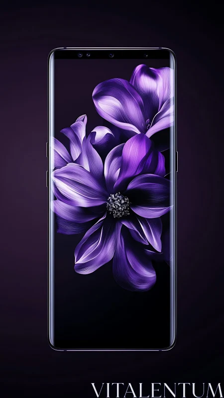 Violet Bloom Unfolds: Digital Flower Blooming on Glass.
