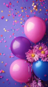 Chromatic Sphere Composition with Floral Integration and Geometric Particle Distribution.