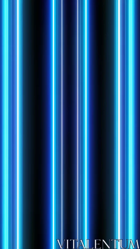 Vertical neon light columns form a symmetrical cybernetic grid