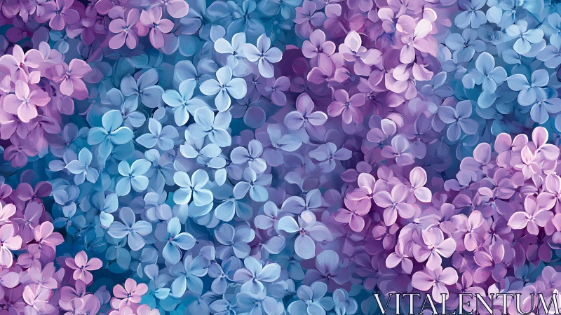 Chromatic Floral Gradient: Layered Hydrangea Composition.