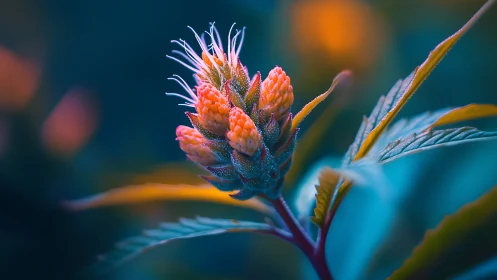 Close-up macro view isolates clustered flower buds