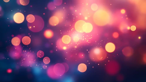 Glowing Bokeh Lights on Vibrant Abstract Background, Digital Art.