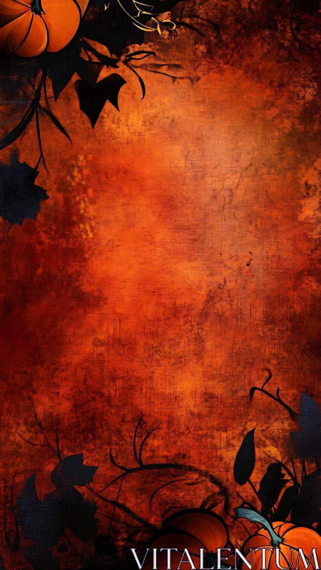 Glowing pumpkin vines frame a warm rustic autumn background