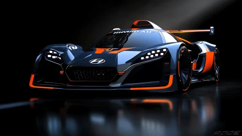 Midnight hypercar prowls the spotlight in electric orange armor