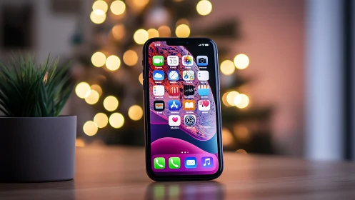 iPhone Homescreen Display in Festive Setting
