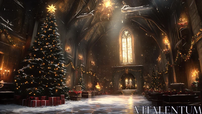 Cathedral of winter lights crowned by a storybook Christmas tree.