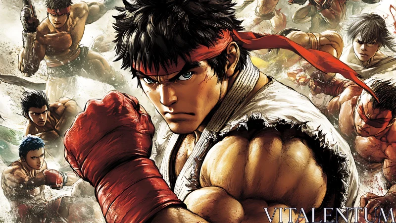 Fierce martial artist steps forward, ready for the next battle.