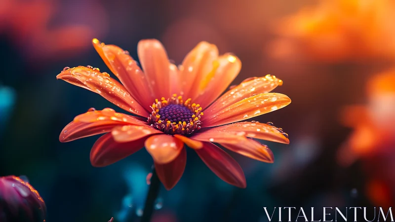 Radiant Orange Flower Glistening With Morning Dew.