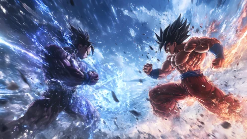 Twin cosmic brawlers collide in a storm of fire and ice