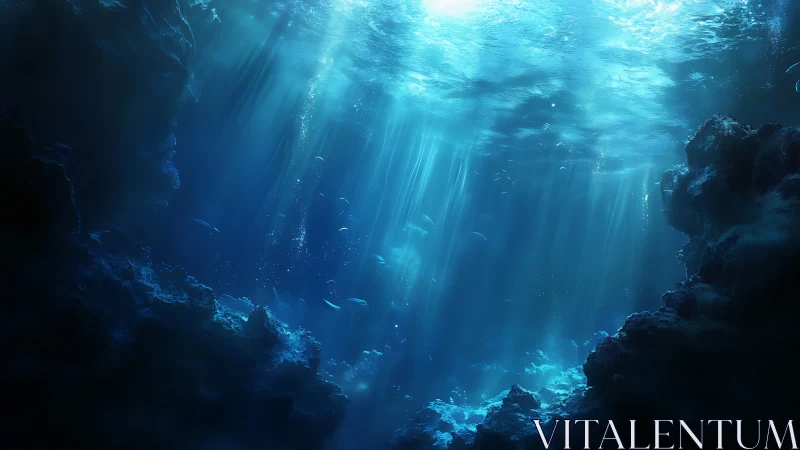 Gentle sunbeams drifting through a tranquil undersea cave.
