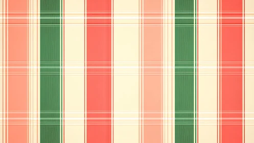 Striped plaid pattern in red, green, and cream tones.