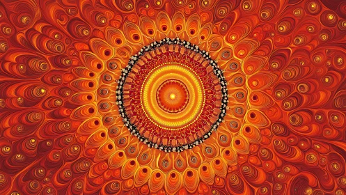 Radiant orange mandala glowing with swirling warmth and light.