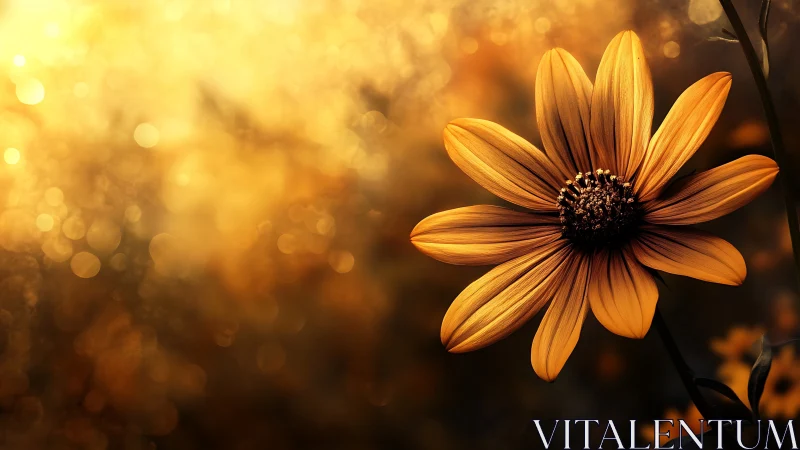 Golden sunset flower glowing in a dreamy soft-focus haze.