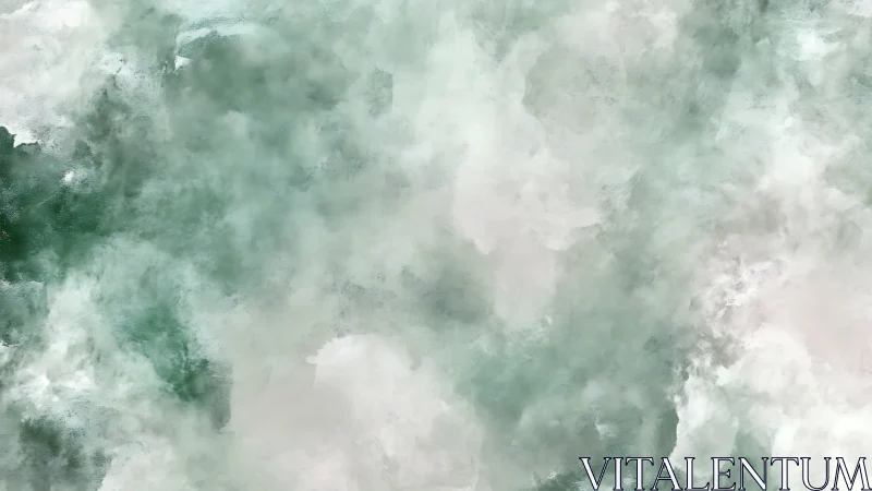 Soft misty green clouds drifting in a dreamy quiet sky.