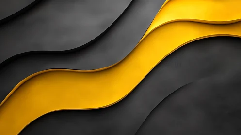 Black and Yellow Wavy Abstract Layers in Modern 3D Design.