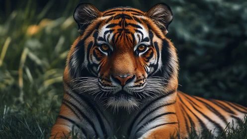 Hyper-detailed tiger portrait renders controlled chiaroscuro lighting
