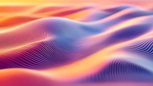 Iridescent gradient waves with flowing ribbed topology.
