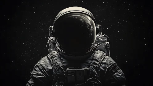 Solitary astronaut figure positioned centrally against starfield