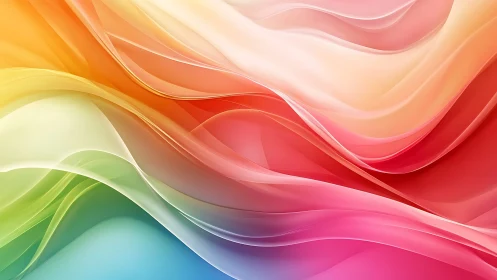 Chromatic fluid ribbons with translucent gradient waves.