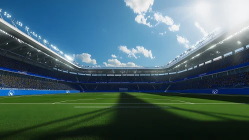 Sunlit stadium waits quietly for the first thunderous kickoff